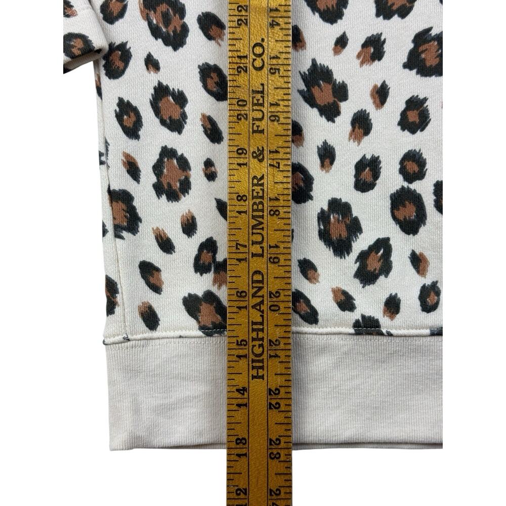 J.Crew Sweatshirt Leopard Print Cream Brown 3/4 Sleeve Boat Neck Women’s Medium - Picture 8 of 9